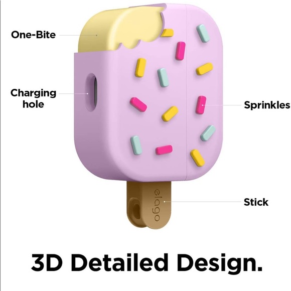 🎉HP🎉 AirPods Pro Case w/Keychain NWT - elago Ice Cream - Picture 4 of 5